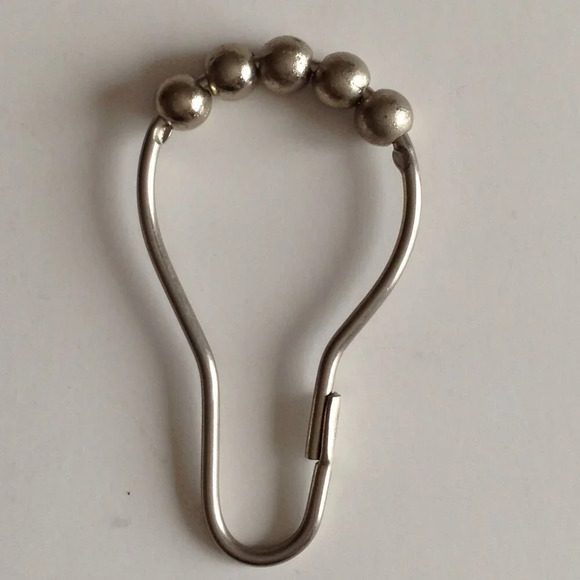 Shower Curtain Hooks Silver Roller Ball Rings Pack of 12 Bathroom Accessories - Picture 2 of 3